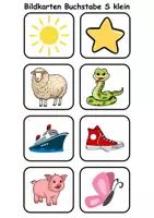 Vorschau - Mal- und Bastelvorlagen - Kleine Bildkarten Buchstabe S - DaZ/DaF, Deutsch (Grundschule) Vokabelkarten - Seite 2