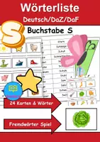 Vorschau - Mal- und Bastelvorlagen - Wörterliste Buchstabe S - DaZ/DaF, Deutsch (Grundschule) Kartenspiel - Deckblatt