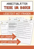 Vorschau - Arbeitsblätter - Tiere im Boden Arbeitsblätter mit Fragen + Lösungen Tiere AB - Deckblatt