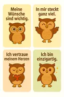 Vorschau - Fördermaterial/Inklusion - Affirmationskarten für eine Eulenklasse - Seite 1