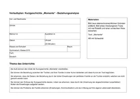 Vorschau - Stundenentwürfe - Kurzgeschichte Momente_Beziehungsanalyse - Seite 1