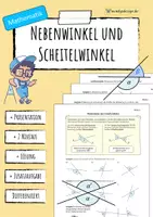 Vorschau - Arbeitsblätter - Nebenwinkel und Scheitelwinkel (Arbeitsblatt) - Deckblatt