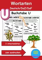 Vorschau - Lehrpläne/Lehrermaterial - Wortarten Buchstabe U - DaZ/DaF, Deutsch (Nomen, Verben, Adjektive) - Deckblatt