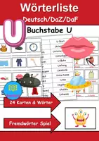 Vorschau - Mal- und Bastelvorlagen - Wörterliste Buchstabe U - DaZ/DaF, Deutsch (Grundschule) Kartenspiel - Deckblatt