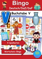 Vorschau - Mal- und Bastelvorlagen - Wortschatz Bingo - Buchstabe V (Klasse 1 und 2) - Deckblatt
