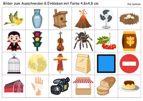 Vorschau - Mal- und Bastelvorlagen - Vokabelbilder Buchstabe V - Bilder zum ausschneiden (Klasse 1 und 2) - Seite 1