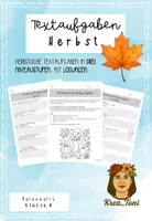 Vorschau - Arbeitsblätter - Mathematik: Textaufgaben Herbst – 15 Sachaufgaben in 3 Schwierigkeitsstufen mit Lösungen (Klasse 4) - Deckblatt