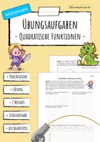 Vorschau - Arbeitsblätter - Übungsaufgaben QUADRATISCHE FUNKTIONEN (Allgemeine Form) - Deckblatt