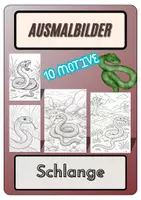 Vorschau - Mal- und Bastelvorlagen - Ausmalbilder - Schlange - 10 Vorlagen - Deckblatt