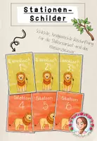 Vorschau - Mal- und Bastelvorlagen - Löwen-Klasse: Stationsschilder (Classroommanagement) - Deckblatt