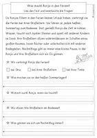 Vorschau - Arbeitsblätter - Leseverständnis Ferien/Urlaub, 5 Texte mit Fragen - Seite 3