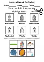 Vorschau - Mal- und Bastelvorlagen - Ausschneiden und kleben Buchstabe W - Wortschatz basteln Feinmotorik (Grundschule) - Seite 1