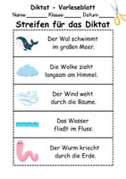 Vorschau - Test - GRATIS - Diktat Thema Buchstabe W - DaZ/DaF, Deutsch (Klasse 1 bis 4) - Seite 1