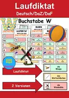 Vorschau - Unterrichtsreihen - Laufdiktat / Schleichdiktat Buchstabe W - DaZ/DaF, Deutsch (Diktat) - Deckblatt