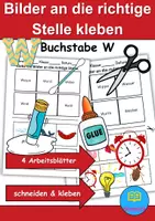 Vorschau - Lehrpläne/Lehrermaterial - Bilder an die richtige Stelle kleben Thema Buchstabe W - DaZ/DaF, Deutsch (Wortschatz) - Deckblatt