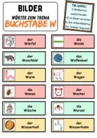Vorschau - Arbeitsblätter - Vokabelzettel/Bildkarten Thema Buchstabe W - DaZ/DaF, Deutsch (Wortschatz) - Seite 2