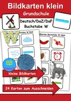 Vorschau - Spiele - Kleine Bildkarten Buchstabe W - DaZ/DaF, Deutsch (Grundschule) Vokabelkarten - Deckblatt