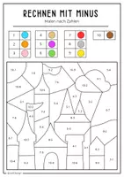 Vorschau - Mal- und Bastelvorlagen - Malen nach Zahlen- Mathematik plus minus - Seite 3