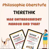 Vorschau - Arbeitsblätter - Was unterscheidet Mensch und Tier? – Anthropologie & Ethik Philosophie Arbeitsblatt für Oberstufe - Deckblatt