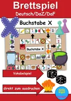 Vorschau - Mal- und Bastelvorlagen - Brettspiel Buchstabe X Wortschatzspiel Grundschule DaZ/DaF/Deutsch - Deckblatt