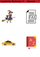 Vorschau - Arbeitsblätter - Lesekarten/Bildkarten Buchstabe X mittelschwer - DaZ/DaF, Deutsch (Grundschule) - Seite 1