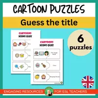 Vista previa - Juegos / Gamificación - Animated Movie Puzzles | Six 2-Pieces Printable Puzzles | Cartoon game - Portada