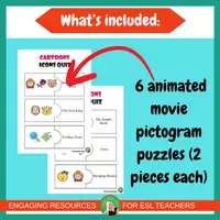 Vista previa - Juegos / Gamificación - Animated Movie Puzzles | Six 2-Pieces Printable Puzzles | Cartoon game - página 2