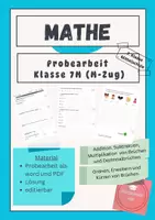 Vorschau - Test - Mathe Probearbeit Brüche und Dezimalbrüche Grundrechenarten - Deckblatt