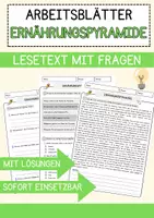 Vorschau - Arbeitsblätter - Ernährungspyramide Arbeitsblätter mit Fragen + Lösungen Ernährung AB - Deckblatt
