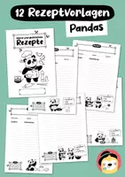 Vorschau - Arbeitsblätter - Rezeptvorlagen mit niedlichen Pandas - Deckblatt