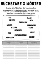 Vorschau - Arbeitsblätter - Wortarten Buchstabe X - DaZ/DaF, Deutsch (Nomen, Verben, Adjektive) - Seite 2