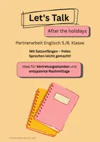 Vorschau - Arbeitsblätter - Englisch Sprechen üben: Ferien & Schulstart (5/6, Partnerarbeit) - Deckblatt