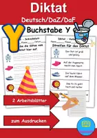 Vorschau - Test - GRATIS - Diktat Thema Buchstabe Y - DaZ/DaF, Deutsch (Klasse 1 bis 4) - Deckblatt