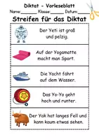 Vorschau - Test - GRATIS - Diktat Thema Buchstabe Y - DaZ/DaF, Deutsch (Klasse 1 bis 4) - Seite 1