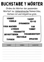 Vorschau - Arbeitsblätter - Wortarten Buchstabe Y - DaZ/DaF, Deutsch (Nomen, Verben, Adjektive) - Seite 3