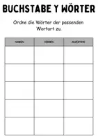 Vorschau - Mal- und Bastelvorlagen - Wortarten Chips Buchstabe Y - DaZ/DaF, Deutsch (Nomen, Verben, Adjektive) - Seite 1