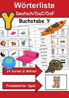 Vorschau - Arbeitsblätter - Wörterliste Buchstabe Y - DaZ/DaF, Deutsch (Grundschule) Kartenspiel - Deckblatt