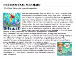 Vorschau - Arbeitsblätter - Professional Mermaid – Englisch Lesetext mit Aufgaben A2–B1 - Seite 1