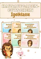 Vorschau - Anderer Materialtyp - Hausaufgabengutschein - Igelklasse - Deckblatt