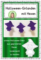 Vorschau - Mal- und Bastelvorlagen - Halloween-Girlanden mit Hexen zum Prickeln - Deckblatt