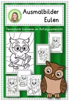 Vorschau - Mal- und Bastelvorlagen - Eulenklasse Ausmalbilder - Klassentier Eule - Deckblatt