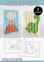 Vorschau - Mal- und Bastelvorlagen - Basteln Zickzack-Bilder - Dinosaurier - Deckblatt