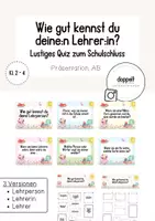 Vorschau - Arbeitsblätter - Wie gut kennst du deine Lehrerin? - QUIZ / SPIEL - Deckblatt