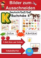 Vorschau - Mal- und Bastelvorlagen - Vokabelbilder Buchstabe K - Bilder zum ausschneiden (Klasse 1 und 2) - Deckblatt