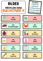 Vorschau - Mal- und Bastelvorlagen - Vokabelzettel/Bildkarten Thema Buchstabe K - DaZ/DaF, Deutsch (Wortschatz) - Seite 2