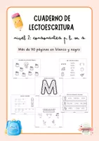 Vista previa - Refuerzo / NEE / Materiales de apoyo - CUADERNO LECTOESCRITURA: P, L, M, S (B/N) - Portada