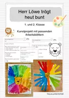 Vorschau - Arbeitsblätter - Herr Löwe trägt heut bunt Kunstprojekt und Arbeitsblätter - Deckblatt