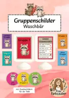 Vorschau - Bildkarten - Gruppenschilder, Tischgruppen Waschbär / Waschbärklasse - Deckblatt