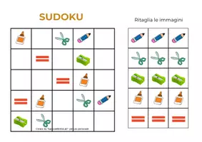 anteprima - Materiale interattivo - Sudoku con immagini da ritagliare 5x5 "La scuola" - Pagina 3