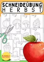 Vorschau - Mal- und Bastelvorlagen - ✂️ Schneideübungen Herbst – 12 Vorlagen mit herbstlichen Motiven zur Feinmotorikförderung - Deckblatt